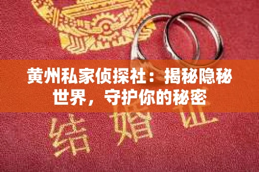 黄州私家侦探社：揭秘隐秘世界，守护你的秘密