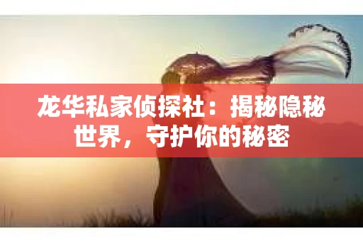 龙华私家侦探社：揭秘隐秘世界，守护你的秘密