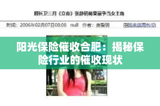 阳光保险催收合肥：揭秘保险行业的催收现状