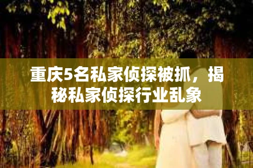 重庆5名私家侦探被抓，揭秘私家侦探行业乱象