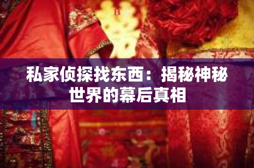 私家侦探找东西：揭秘神秘世界的幕后真相