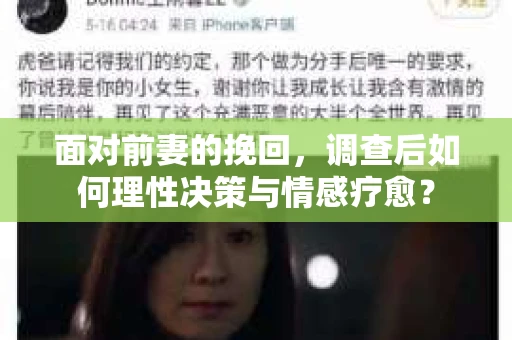 面对前妻的挽回，调查后如何理性决策与情感疗愈？